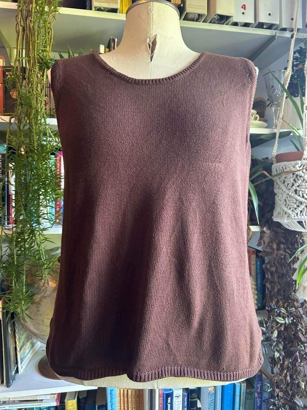 White Stag Knit Tank Top Size XL 16/18 Brown Warm Chocolate Cotton